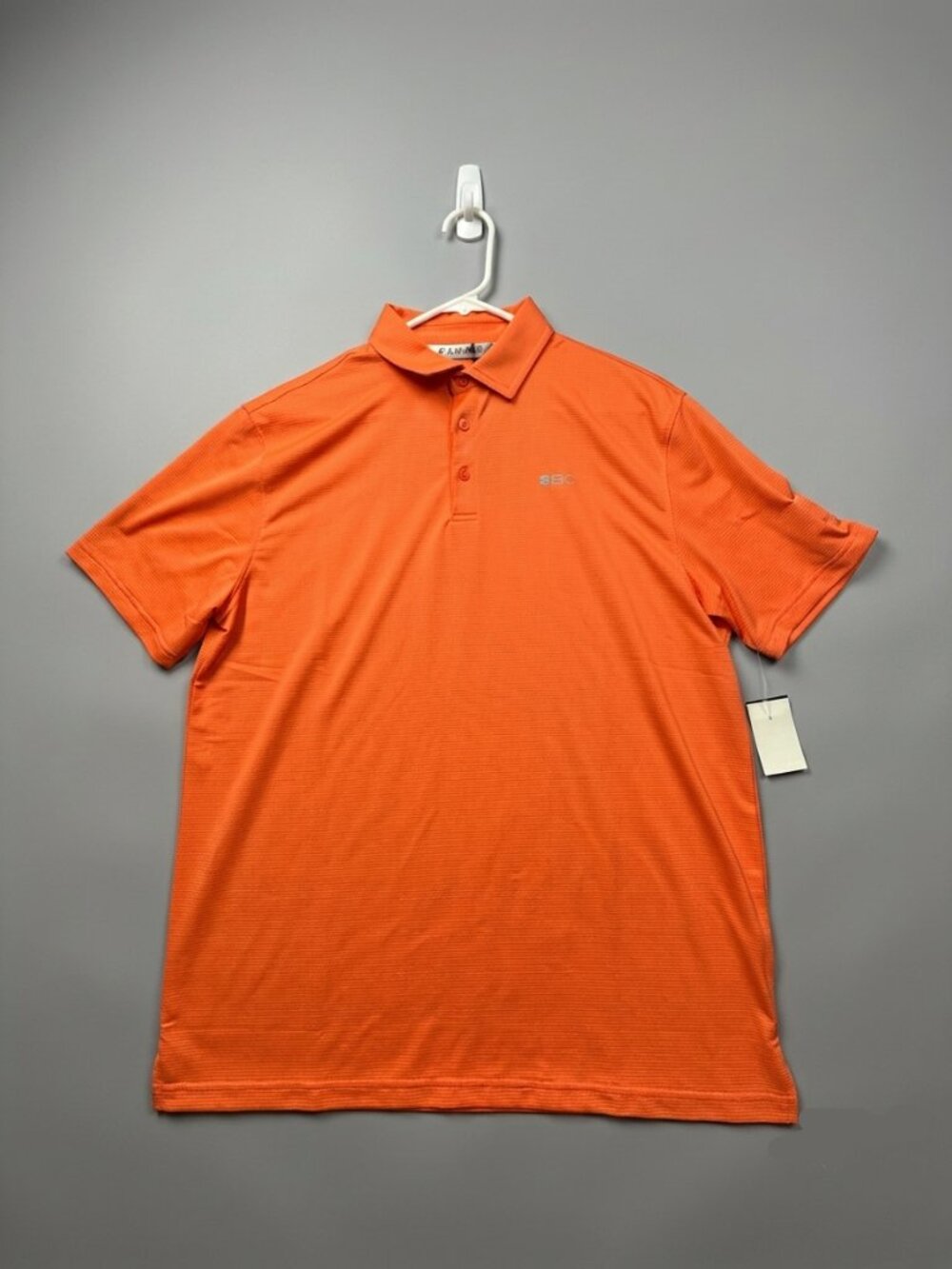 Black Clover Polo Orange Shirt Mens Medium BC Logo Performance Golf Live Lucky
